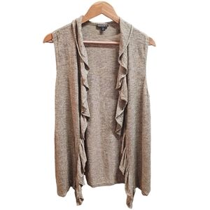 Lafayette 148 Linen Blend Sleeveless Open Front Cardigan Sweater Size Large